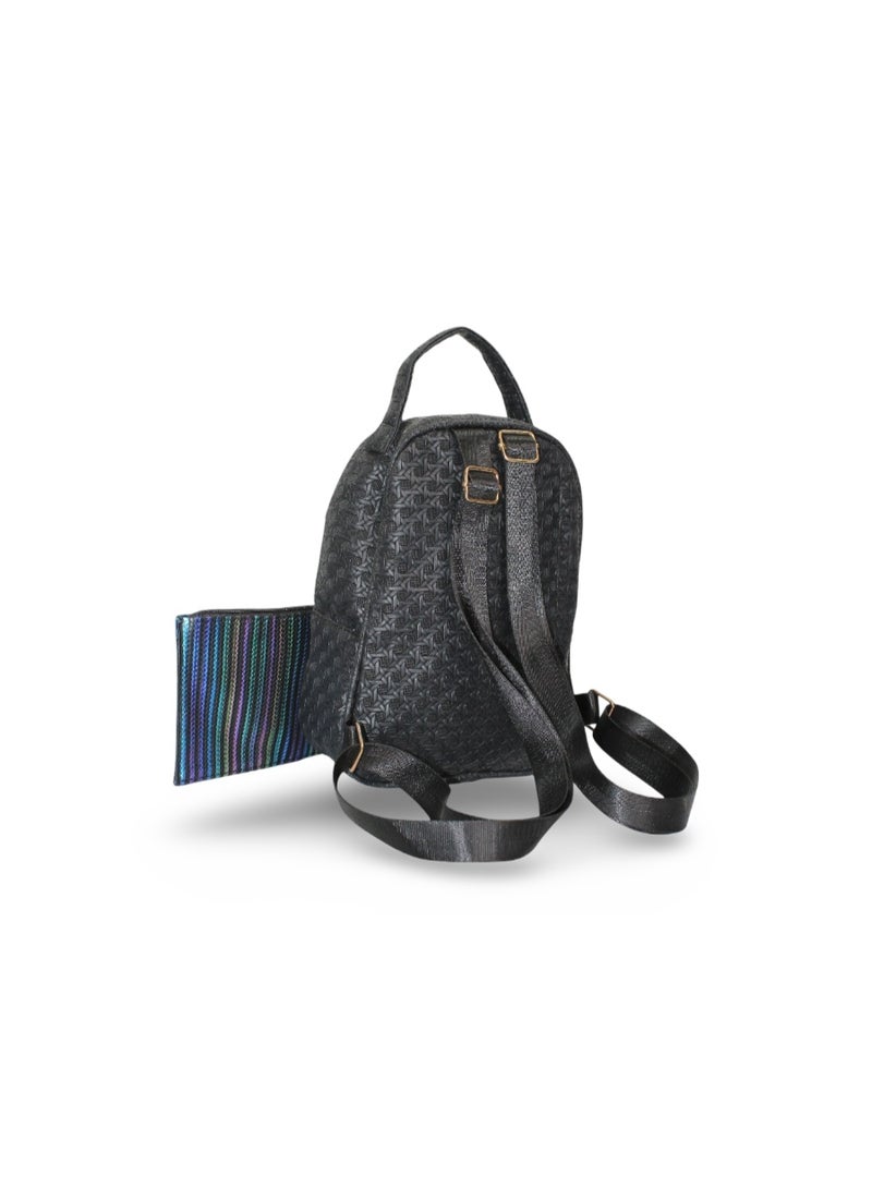 فانسي حقيبة ظهر للبنات من قطعتين - أسود - Image 2